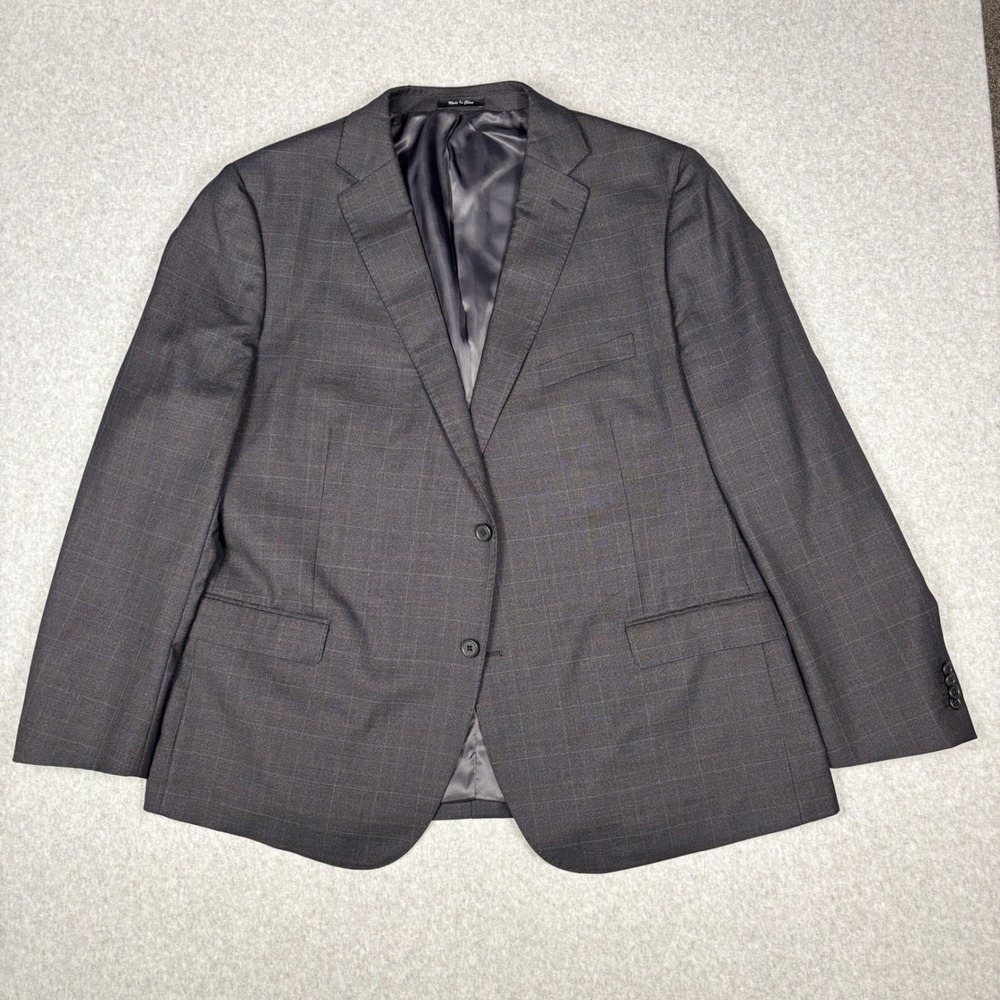 Paul Betenly Blazer 52R Windowpane Plaid Charcoal Wool Lanificio Filarte - Picture 2 of 15